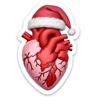 Anatomical heart with light pink Santa hat  sticker