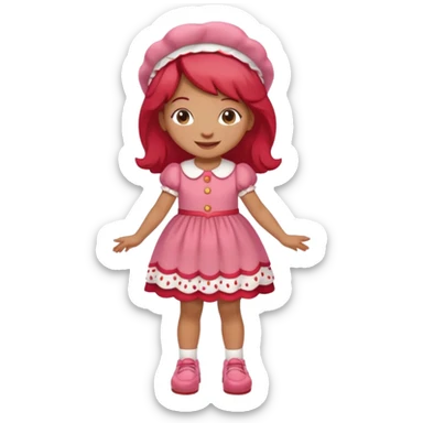pretty and cute realistic strawberry shortcake full body with red shoes standing sticker