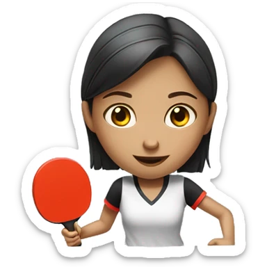 girl with brow straight hair and fair skin play in  table tennis sticker