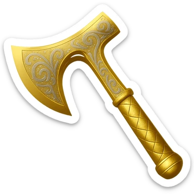 Recolor this weapon to a plated gold color with ornate engravings inlaid with silver. The gold should be rich and metallic, and the engravings should have a bright, reflective silver finish. Transparent background. sticker
