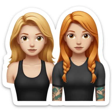 girl with long blonde hair and tattoos and an athletic ginger girl sticker