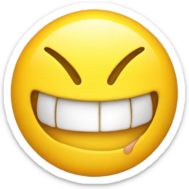 Yellow smiling face with mouth open with yellow bone in mouth  sticker