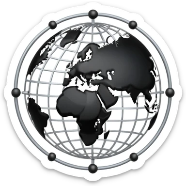 globe surrounded by white and black network links sticker