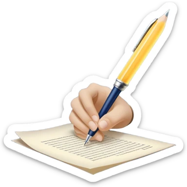 A glowing hand emerges from within a piece of paper, symbolizing the future self. The hand extends forward, offering a pen, as if passing over the ability to take action. The pen is illuminated, representing the moment of decision—the choice to stop procrastinating and start. sticker