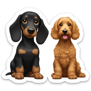 Black dachshund and goldendoodle sticker