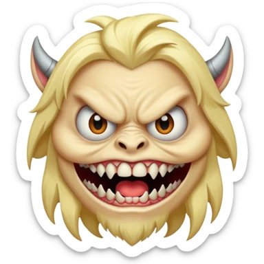 scary blonde monster big teeth scary eyes sticker