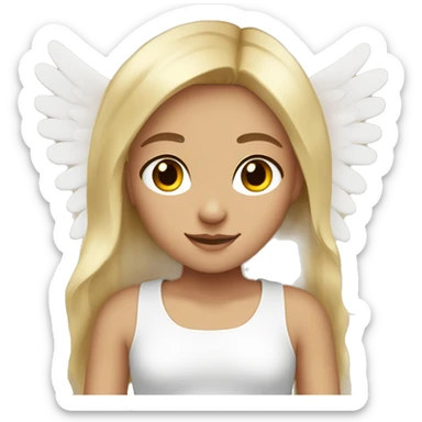 Young blonde Girl Brown eyes Angel Wings  sticker