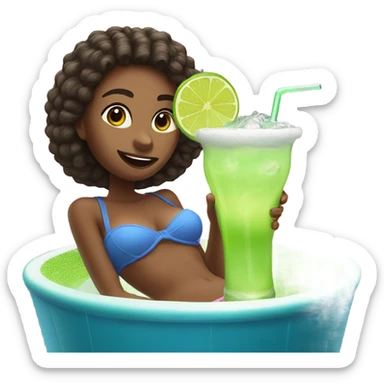 Girl Enjoying a 40 ounce margarita (HUGE) on a water tube sticker