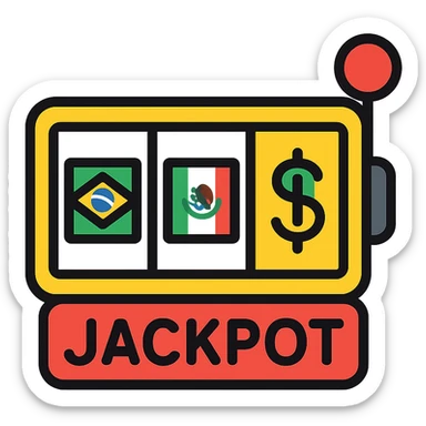 colorful outline icon of a jackpot with Brazilian and Mexican symbols sticker