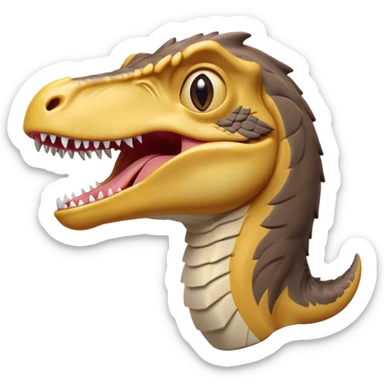 Cinematic Cute Yawning Velociraptor Portrait Emoji, Head tilted slightly with a dramatic, wide-open yawn, showcasing a lean, agile body with a relaxed snout and sleepy, half-closed eyes, Simplified yet irresistibly cute features, highly detailed, glowing with a soft, cozy prehistoric glow, high shine, relaxed yet expressive, stylized with a hint of whimsical agile ease, soft glowing outline, capturing the essence of a drowsy yet affectionate Velociraptor that appears ready to stretch and yawn its way out of the screen! sticker