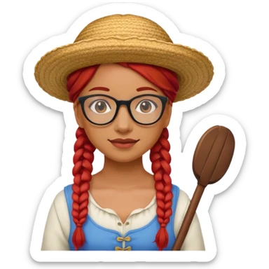 woman glassess, very fat venice gondolier with iconic hat and red hair woman braided sticker