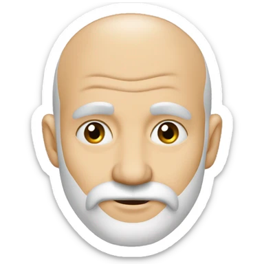 Sure, here’s a prompt for generating the described image using AI:

"A 50-year-old bald man with a graying beard. He is smiling and has his index finger resting on his lower lip as if he is deep in thought." sticker