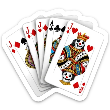 bunch of poker cards, with jolly jokers inside sticker