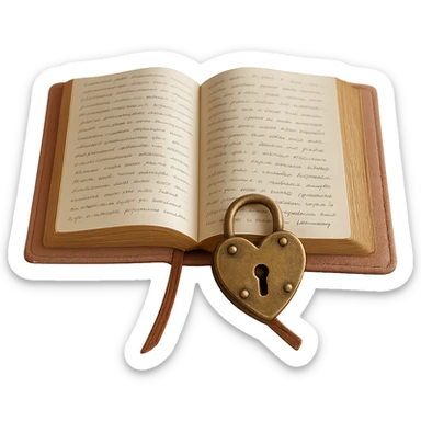 Add a heart-shaped lock to the pink leather-bound diary. Keep the background transparent. Make it realistic and detailed. sticker