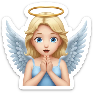 suprised angle, with wings, hands on cheeks sticker