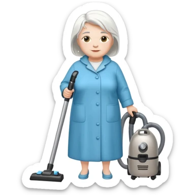 White hair older chubby ed lady vaccum sticker