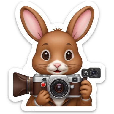 Rabbit blogger is taking pictures with a camera sticker