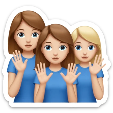 Two girls saying six seven one with brown hair. And doing hand movements  white skin six seven SAYING SIX SEVEN ONE WITH BLOND HAIR blue eyes SAYING 6️⃣ 7️⃣  sticker