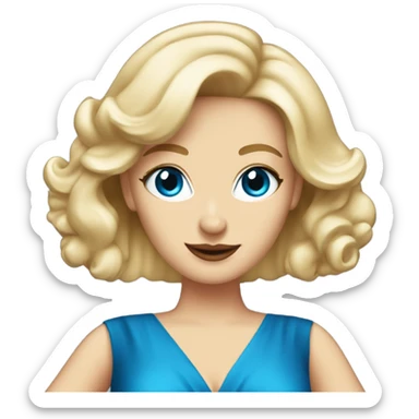 Beautiful blonde white woman with blue eyes red dress dancing with martini sticker