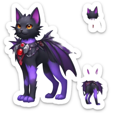 cool edgy black punk purple red ethereal fantasy nargacuga-bat-cat-Fakemon collar harness full body sticker