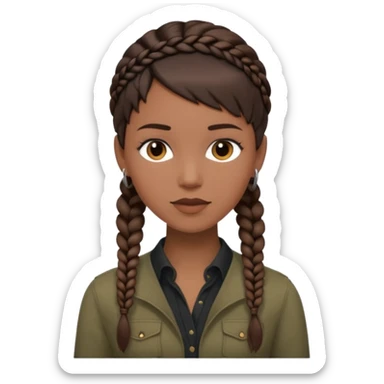 white woman brunette with a pixie hairstyle and black woman with long braids with masculine clothes sticker
