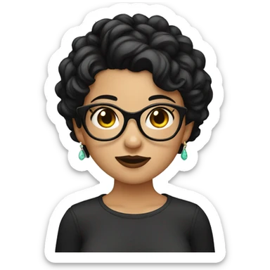 girl with piercings and short black hair glasses sticker