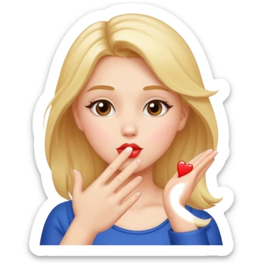 a girl blowing a kiss with her hand sticker