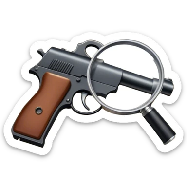 Icon for Action & Crime Reading: an open book with action-packed scenes on the pages, including detectives, chase scenes, and suspenseful moments. Add a gun, handcuffs, and a magnifying glass, while keeping the book as the main focus. Transparent background. sticker