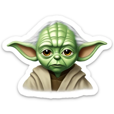 Master Yoda draws on a graphics tablet sticker