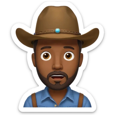 Black male, goatee beard, cowboy hat, surprised or shocked facial expression sticker