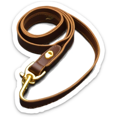 Brown dog leash with golden carabiner and hand strap  sticker