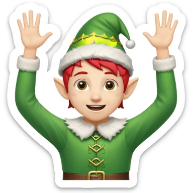 DUENDE NAVIDEÑO CON ORTODONCIA Y MANOS ARRIBA ANIMANDO sticker