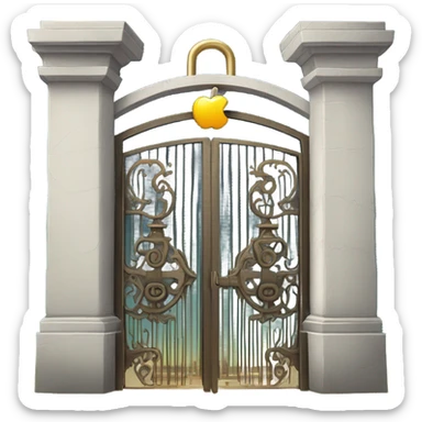  heaven's gate with giant padlock as apple ios emoji on white background sticker