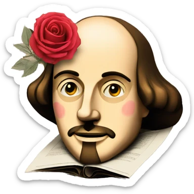 Shakespeare made of newspaper and roses sticker