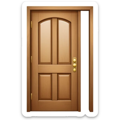 a wooden door that is wide open. The door is not closed, it is open! The door frame is simple and matches the wood tone of the door. sticker