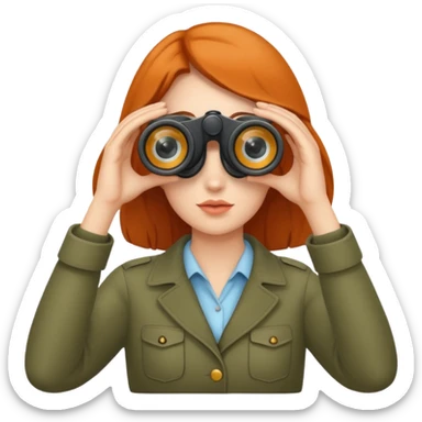 a woman looking into binoculars sticker