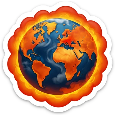 Earth on fire, unveiled by dark smoke cloud.  sticker