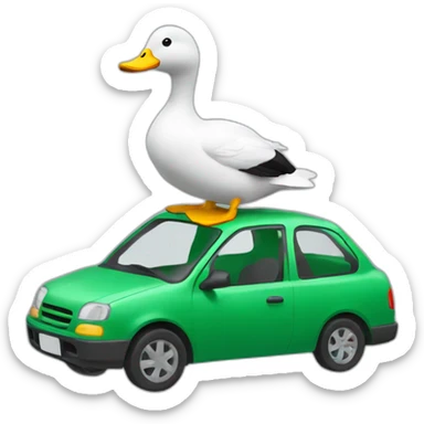 Un canard qui conduit une voiture verte sticker