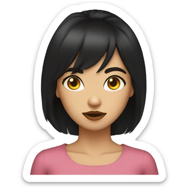 Girl with yelllow eyes, black hair,Angry eyes, side-swept bangs, cat-ear locks  sticker