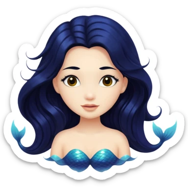 Long black hair mermaid sticker