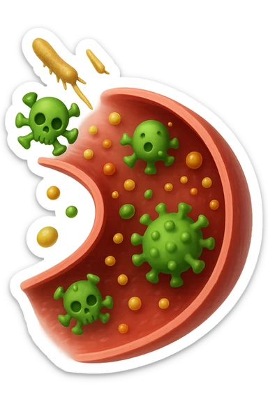 EMOJI STILE IPHONE 3D DI tossine e batteri che entrano in una vena umana E FALLO MOLTO REALISTICO IN 3D sticker