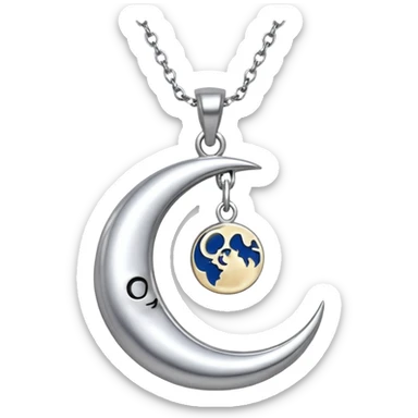 Moon charm in necklace – silver crescent moon
 sticker