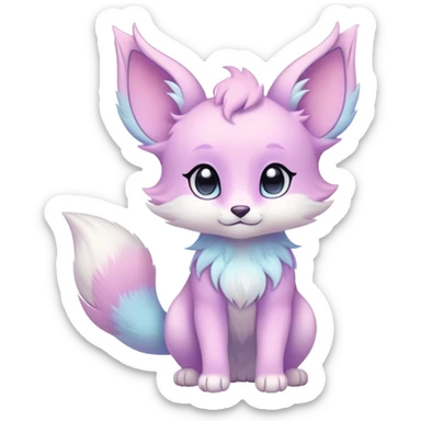Kawaii bright fantasy ethereal anthro fursona animal with a tufted tail and round ears sticker