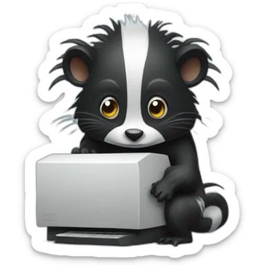 smelly skunk with a computer sticker