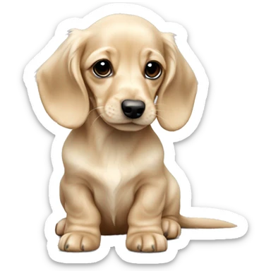 miniature long haired english cream dachshund puppy sticker