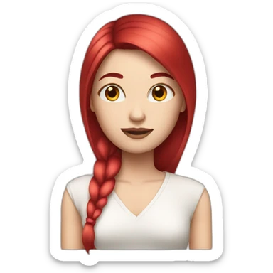 woman with long straight and ruby hair and white skin sticker