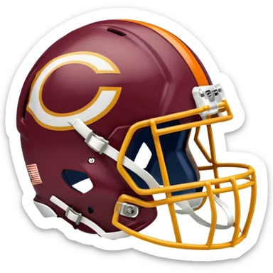Washington commanders, football helmet facing Chicago Bears football helmet sticker