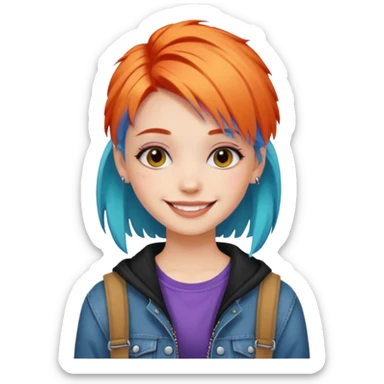 stylish teen girl and dyed her hair, grunge outfit sticker