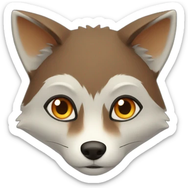 a small dark brown fox with orange eyes with a dark green hood sticker