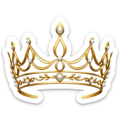 ornate gold tiara with pearls sticker